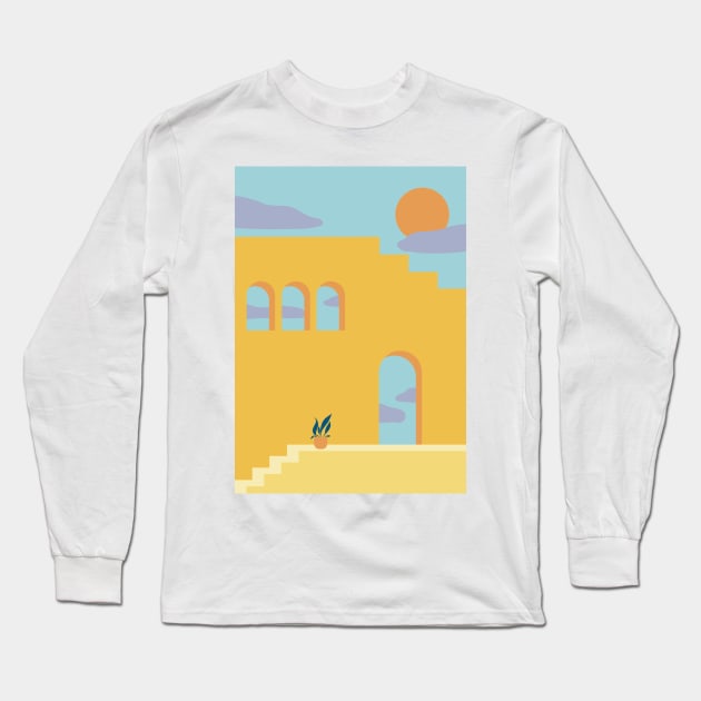 Bold Mediterranean Colour Block Print Long Sleeve T-Shirt by JustGottaDraw